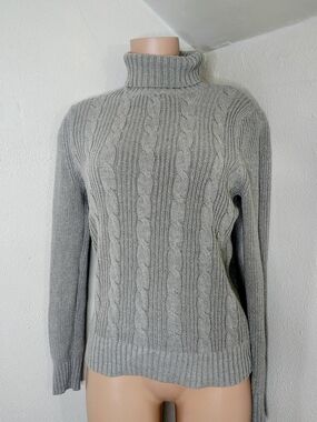 Express Gray Cable Knit Turtleneck Sweater Women's XS